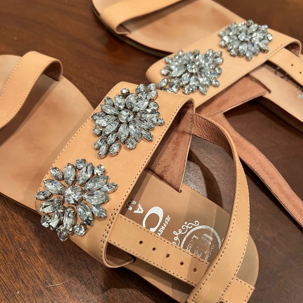 Anthropologie Jeffrey Campbell Dola Nude Embellished Flat Sandals